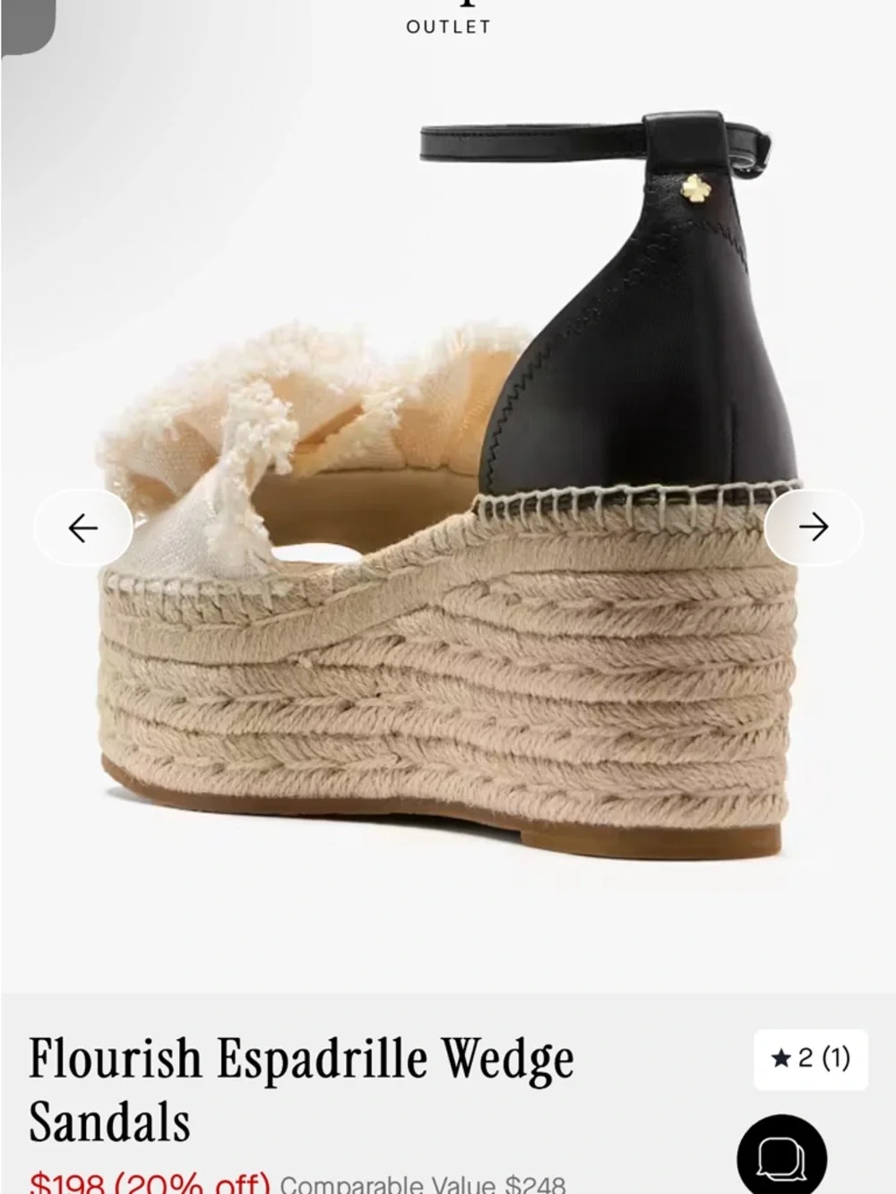 kate spade Cream and Black Espadrille Wedge Sandals